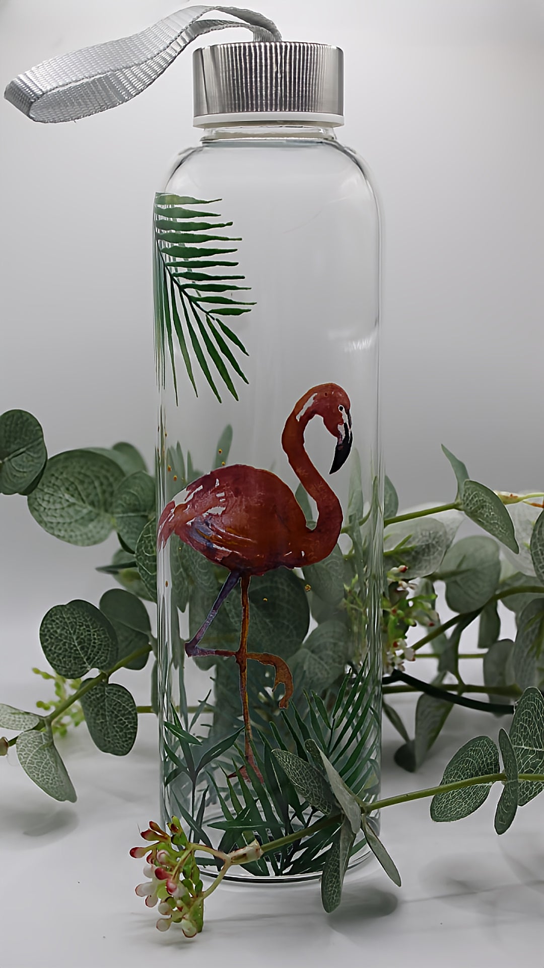 Glasflasche - Tropical Flamingo, 0,55 l