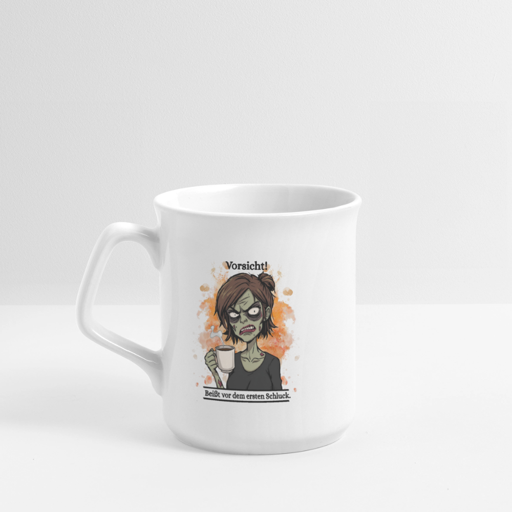 Halloween Zombie Tasse – Vorsicht! Beißt vor dem ersten Schluck | Lustige Teetasse von TeeMagie - Weiß