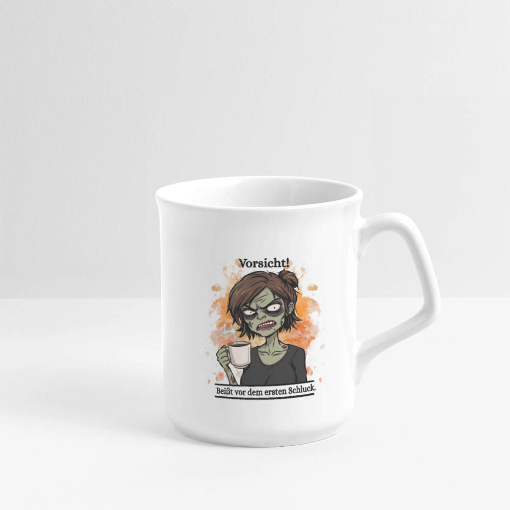 Halloween Zombie Tasse – Vorsicht! Beißt vor dem ersten Schluck | Lustige Teetasse von TeeMagie - Weiß
