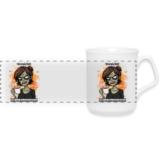 Halloween Zombie Tasse – Vorsicht! Beißt vor dem ersten Schluck | Lustige Teetasse von TeeMagie - Weiß